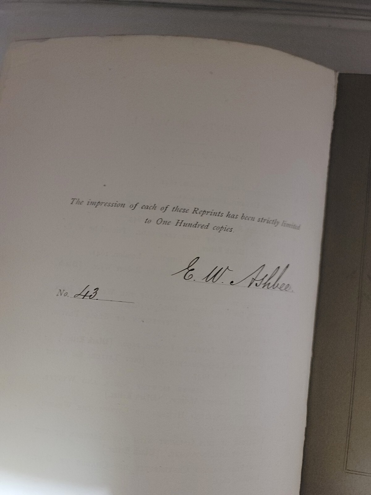 Mr. Ashbee’s Occasional Fac-simile Reprints Limited to 100 Copies 1868 ORIGINAL