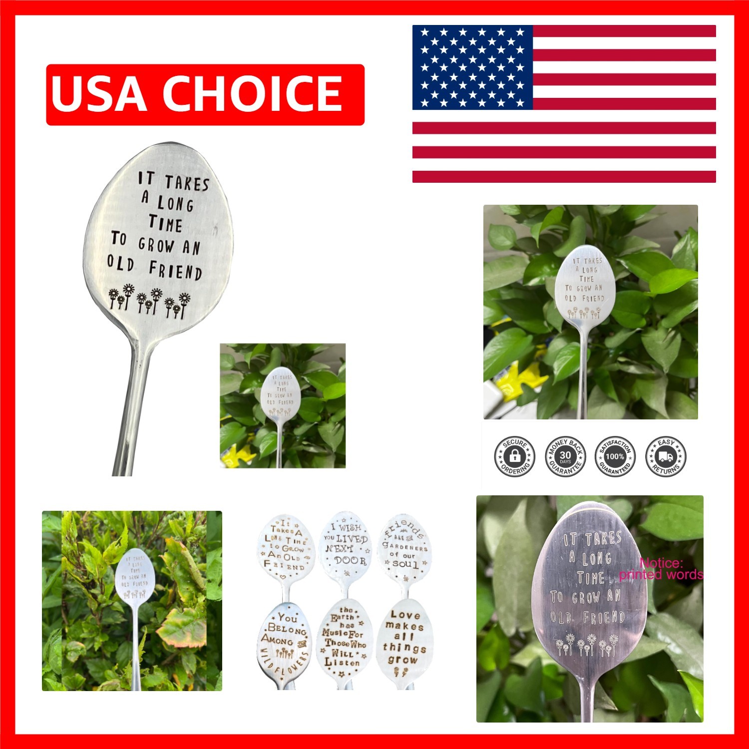 Charming Rectangular Plant Stake – Metal Gardening Gift for Women, 1 Count