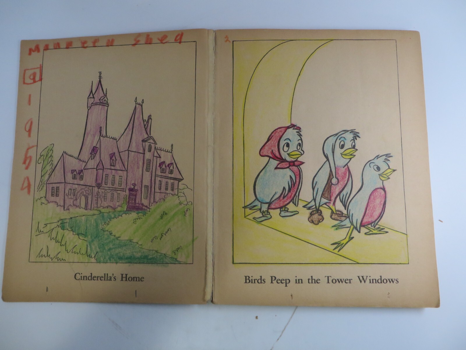 Vintage 1950 Walt Disney CINDERELLA Paint Coloring Book Whitman Publishing RARE