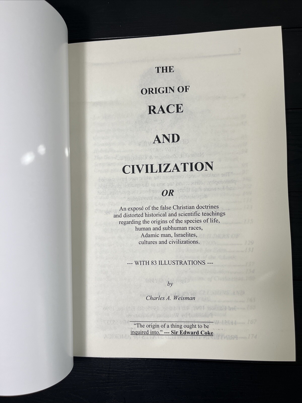 The Origin of Race and Civilization by Charles A. Weisman,Large Print 8.5*11.5”