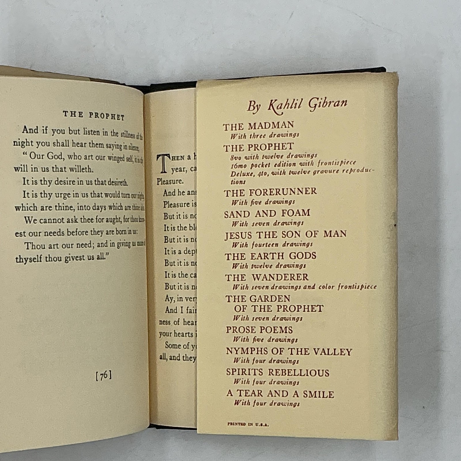 ALFRED A. KNOPF THE PROPHET KAHLIL GIBRAN 1957 HARDCOVER CREAM DUST JACKET