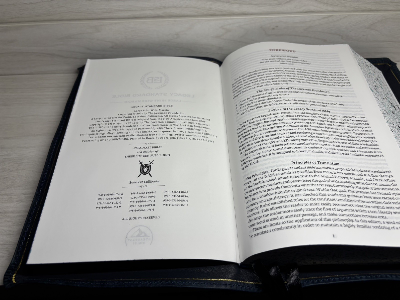 LSB Large Print- Wide Margin Badalassi Carlo Pueblo Sapphire Bible – Rebind