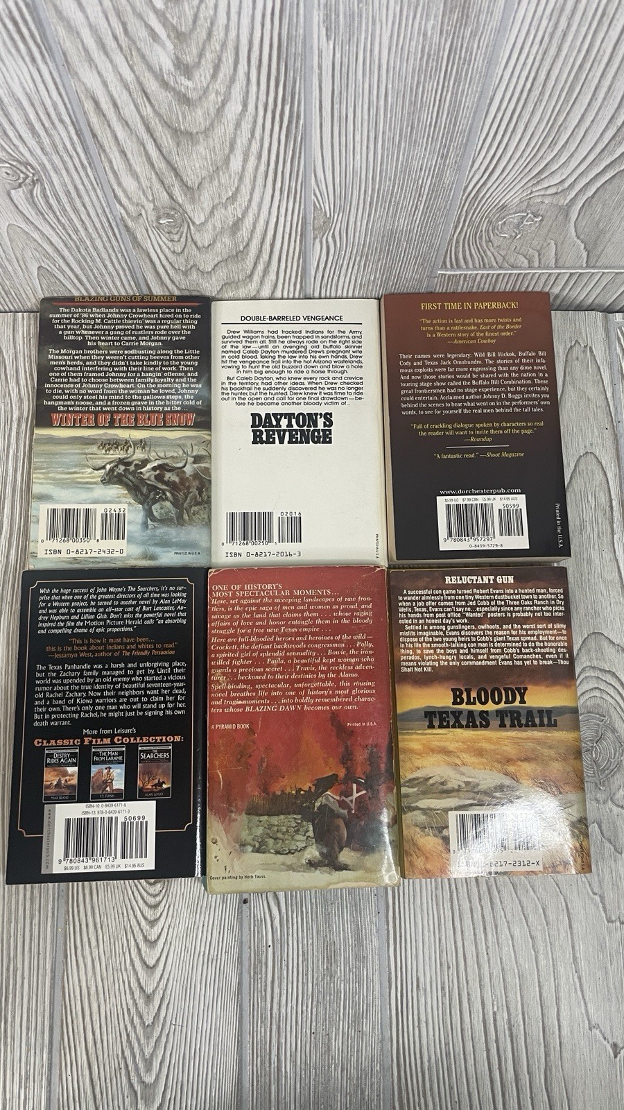 Western Action Adventure Lot of 6 Paperback Kammen Adkins Boggs Cannon LeMay