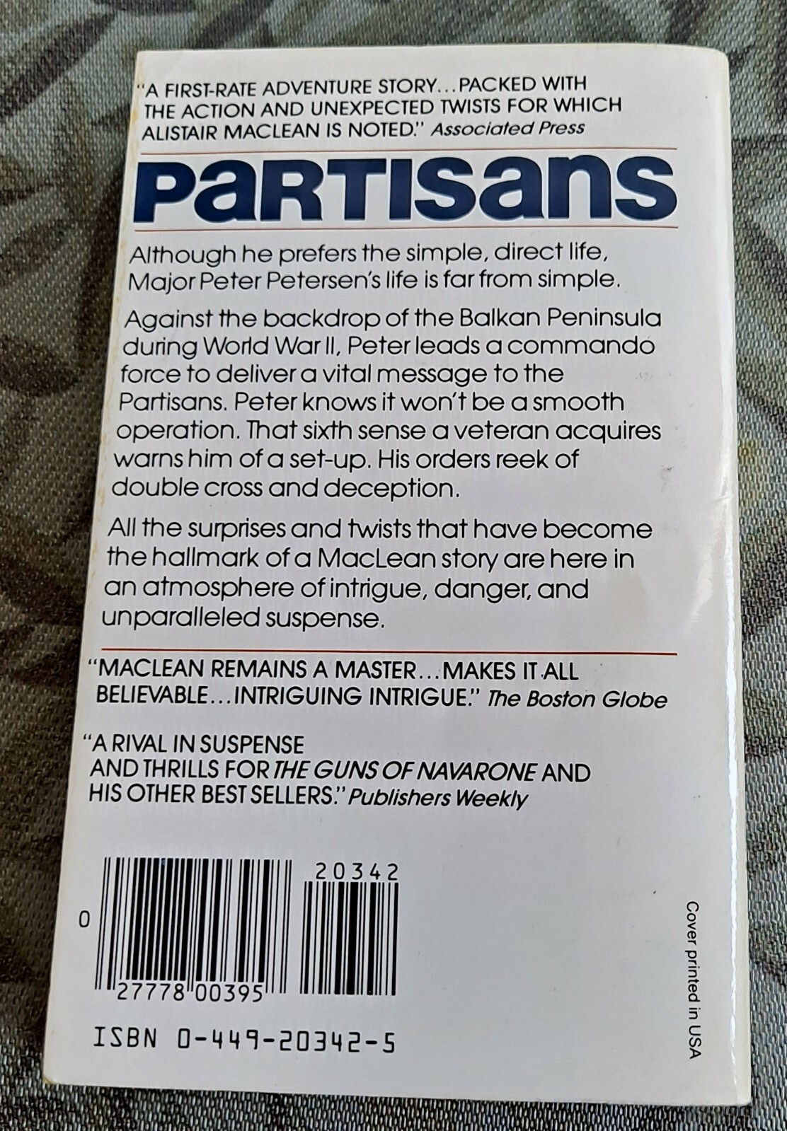 Partisans by Alistair MacLean, Aug 1984 (1st Edition), 276 pages, Paperback