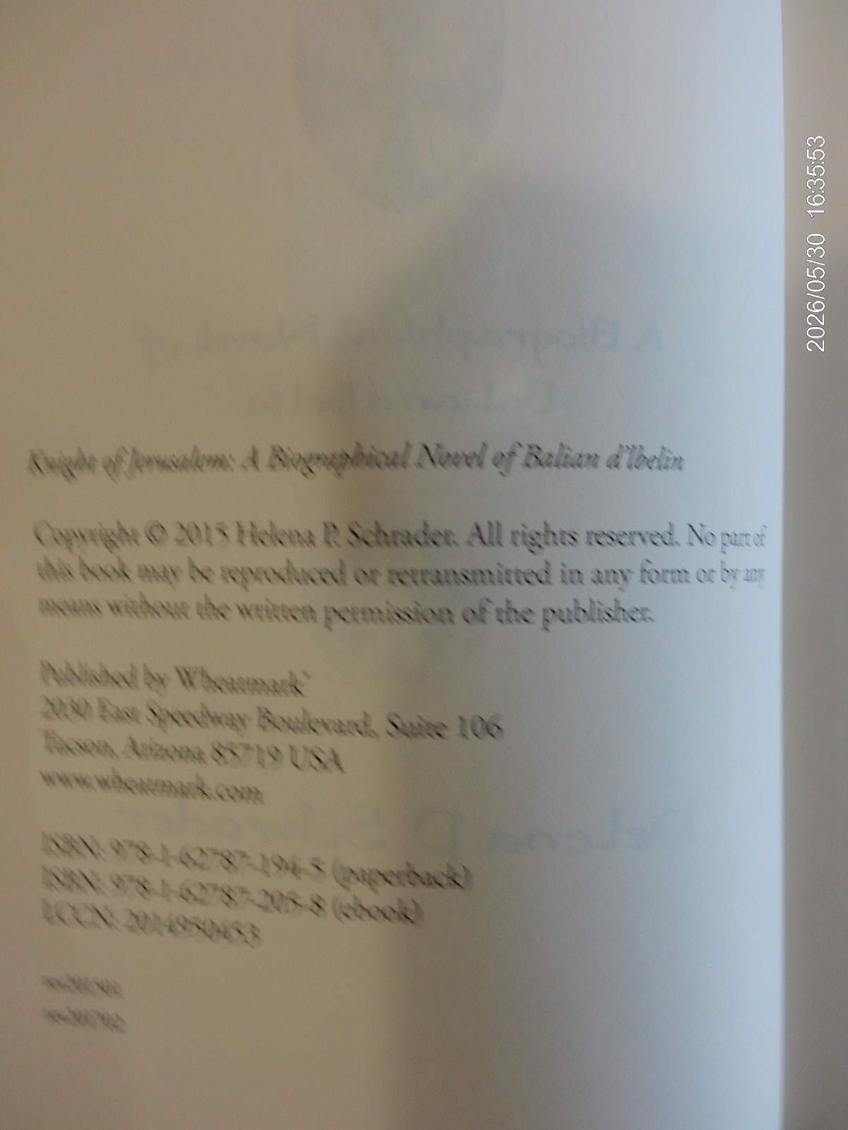 Knight of Jerusalem: A Biographical Novel of Balian D’Ibelin by Helena Schrader