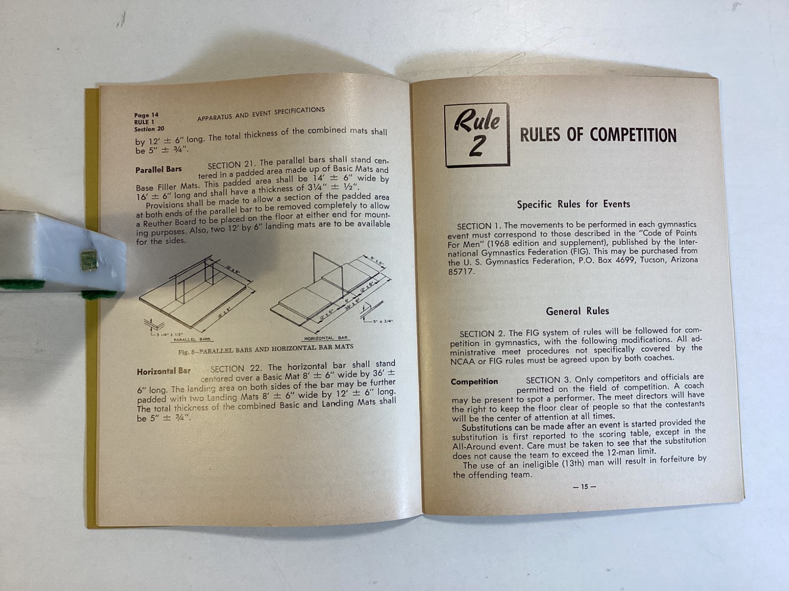 1975 NCAA Official Gymnastics Rules – 6-3/4″ X 5″, 48 Pages – Free Shipping