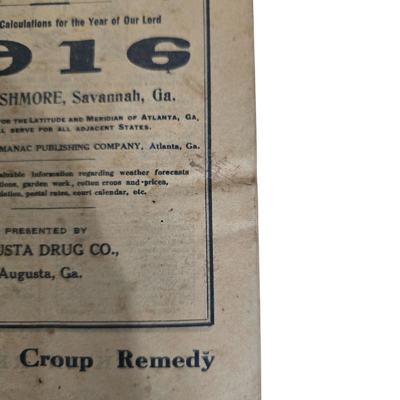 Vintage Grier’s Almanac Lot 1910-1918 WWI Era Southern Advertising Ephemera