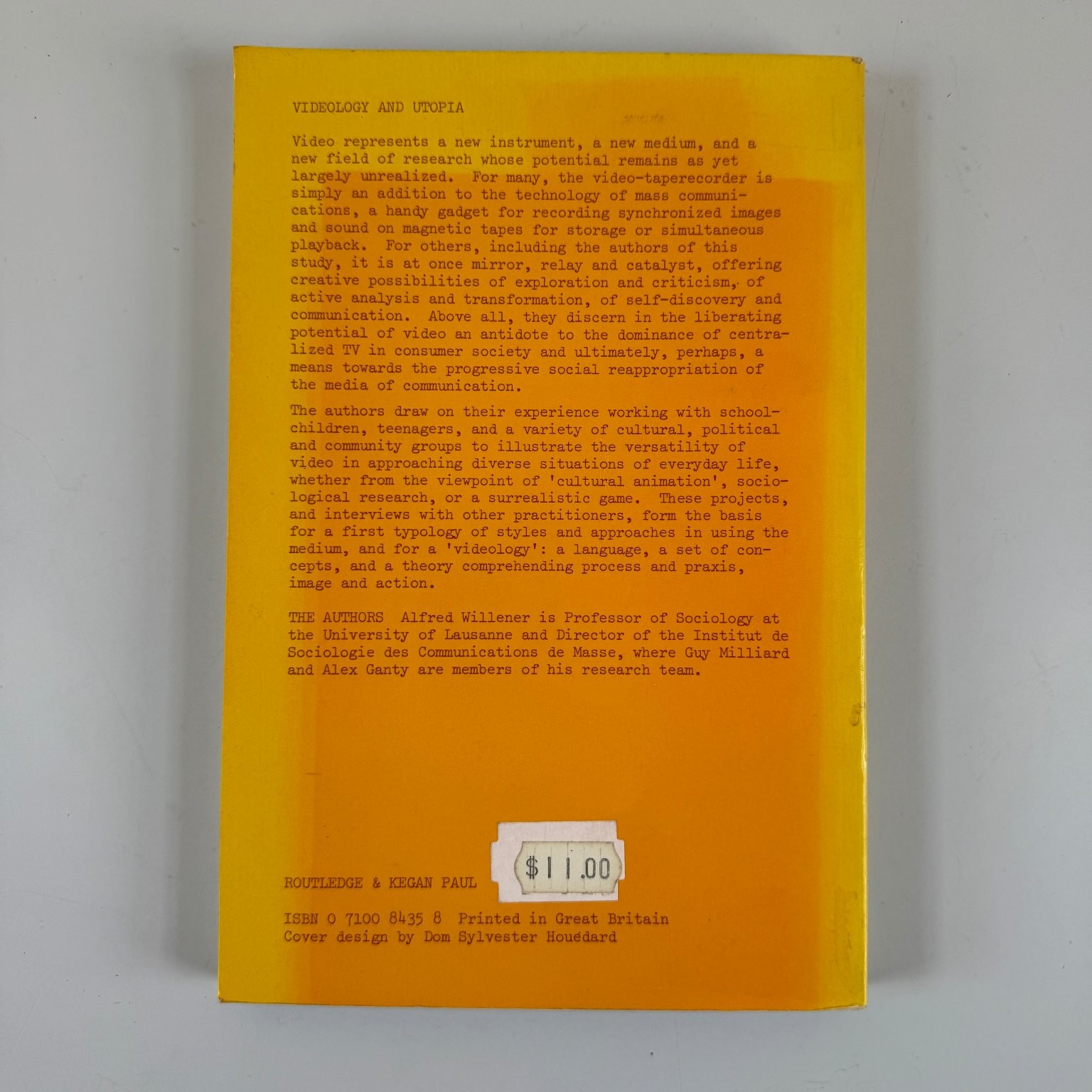 Videology and Utopia Willener Milliard Ganty 1976 First Edition Routledge