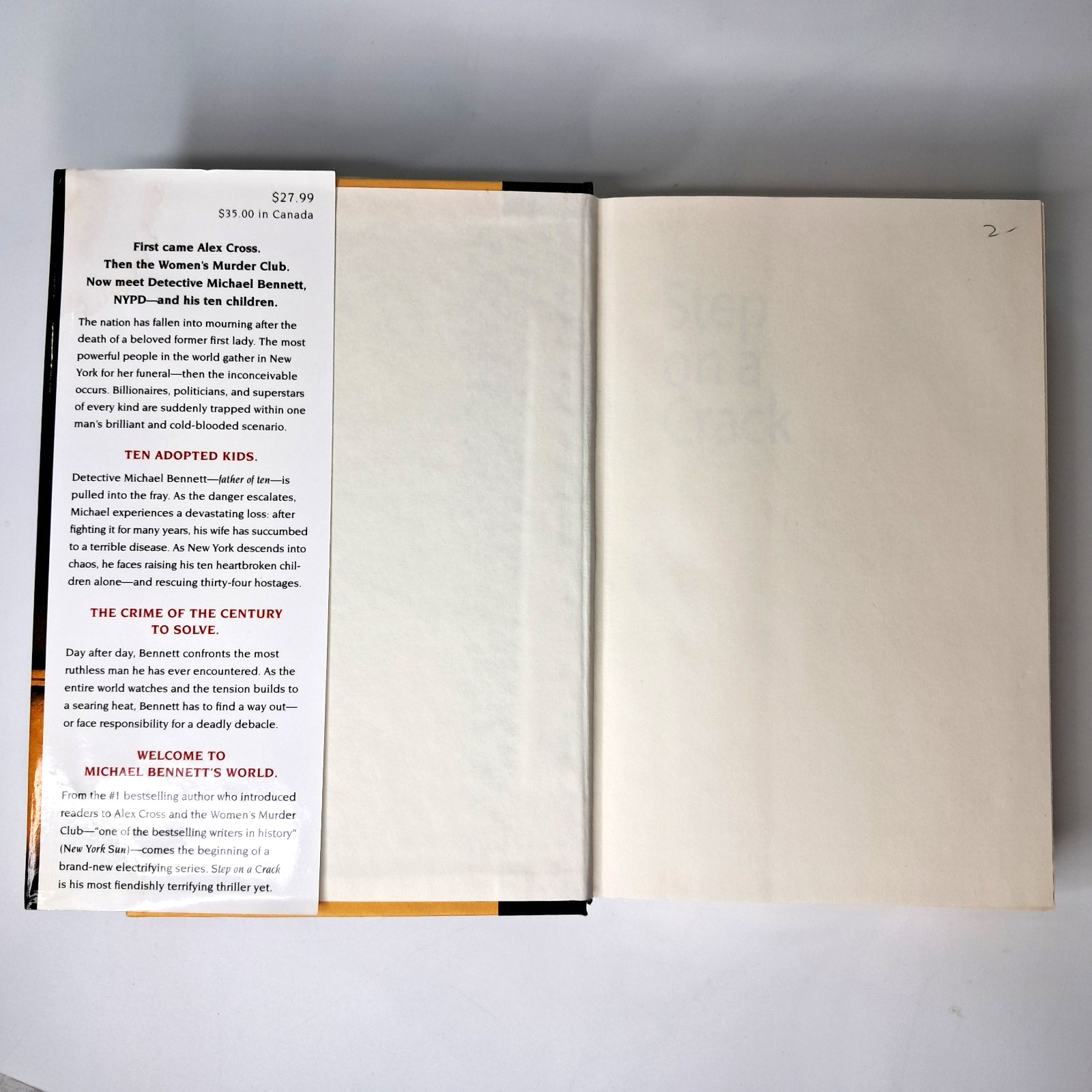 Step On A Crack Book, James Patterson 2007 Mystery Thriller Hardcover 383 Pages