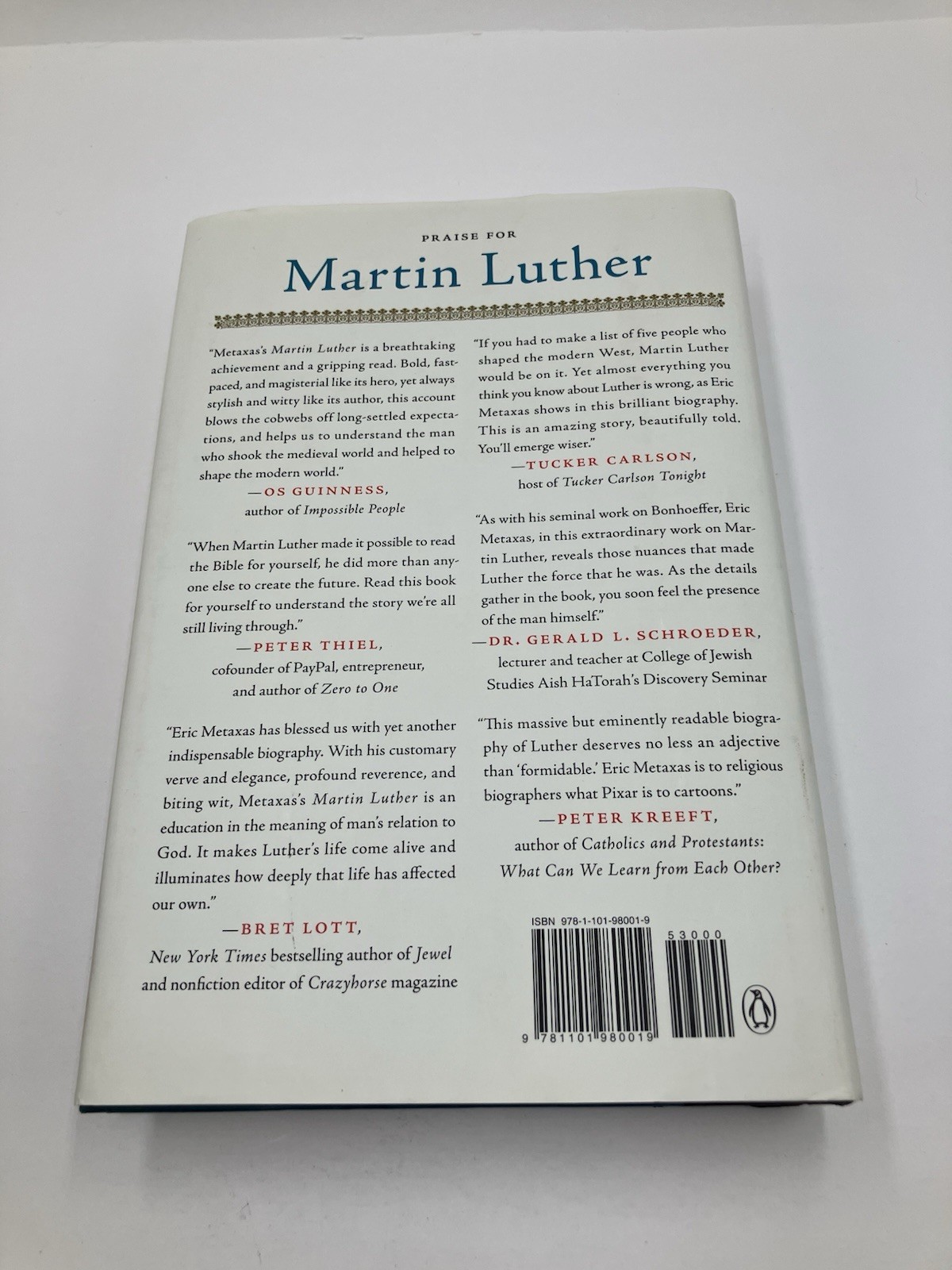 Lot of 2 Books on Martin Luther Life and Teachings PB HC DJ Metaxas Lutheran