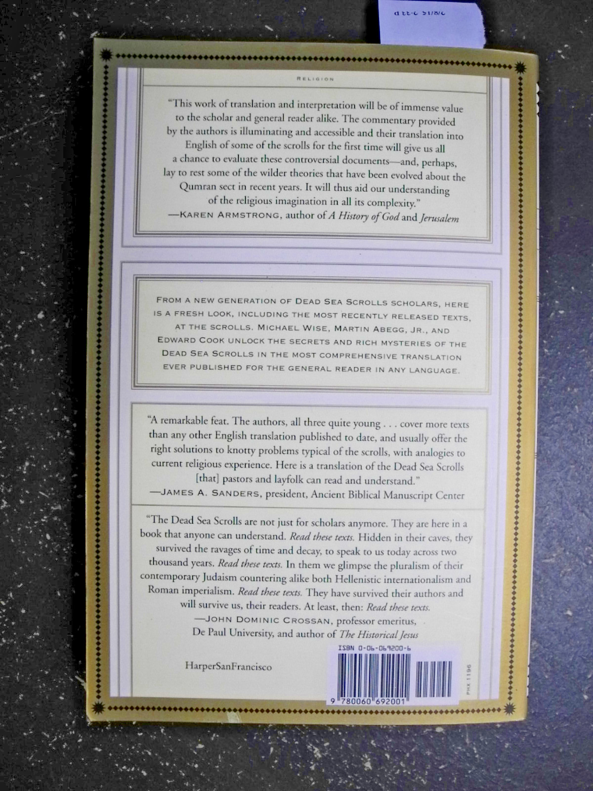 The Dead Sea Scrolls. a New Translation Michael O. Wise; Jr. Martin G. Abegg…
