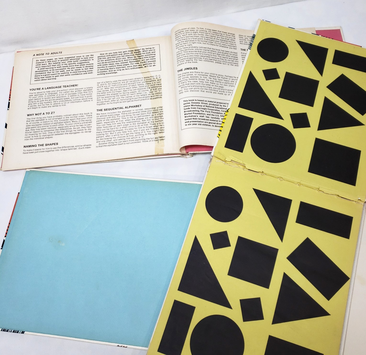 Vintage Sesame Street Books Lot 5 Preschool Press 1970s Hardcover Set Shapes ABC