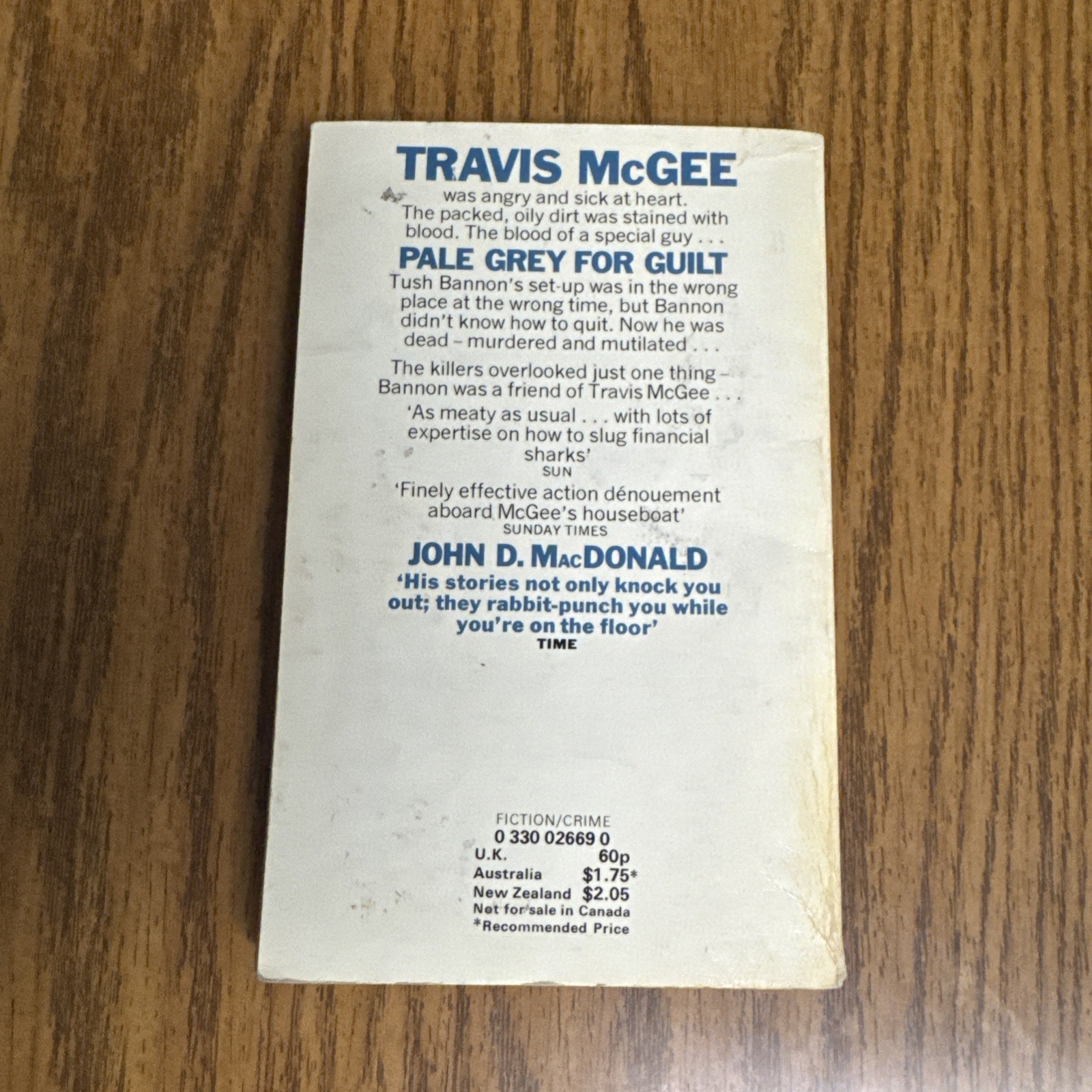 Pale Gray For Guilt John D MacDonald PB Vintage Pulp Fiction Crime Travis McGee