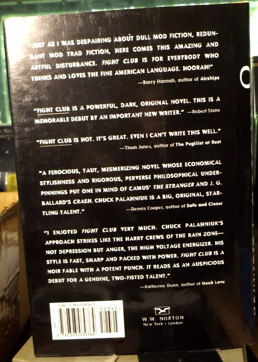 Fight Club by Chuck Palahniuk (1996) HC.DJ. 1st Ed. 2nd Print. Signed BP. N.Fine