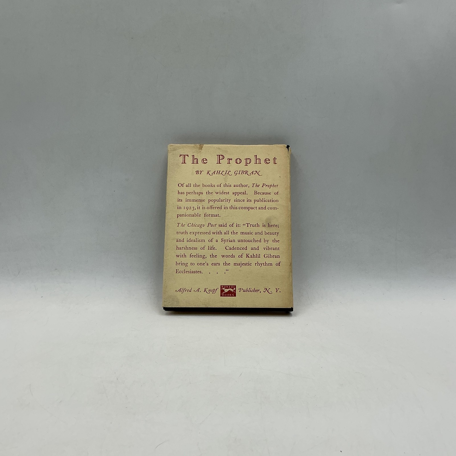 ALFRED A. KNOPF THE PROPHET KAHLIL GIBRAN 1957 HARDCOVER CREAM DUST JACKET