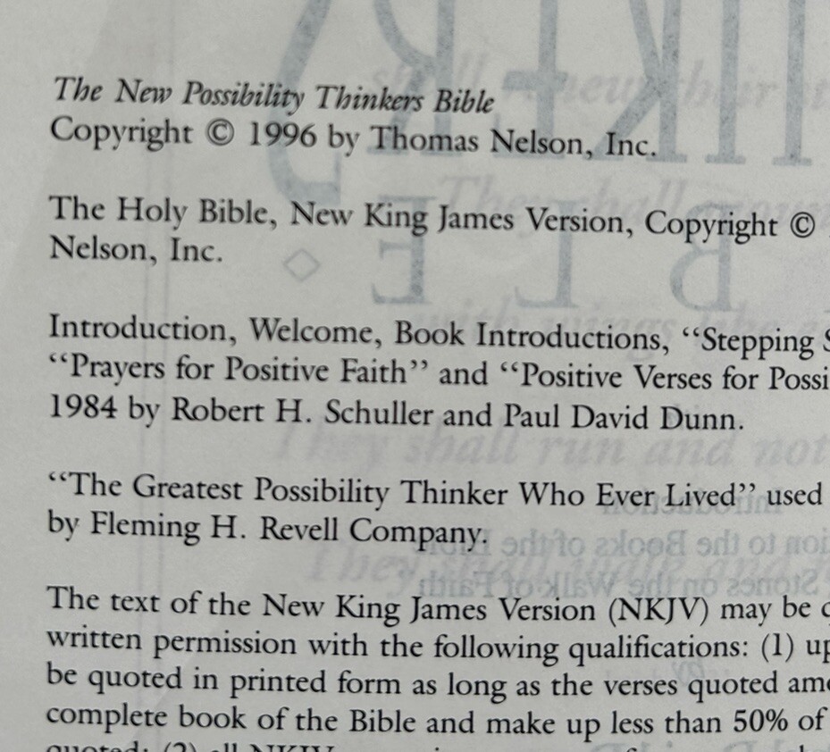 Possibility Thinkers Bible NKJV Schuller Genuine Leather