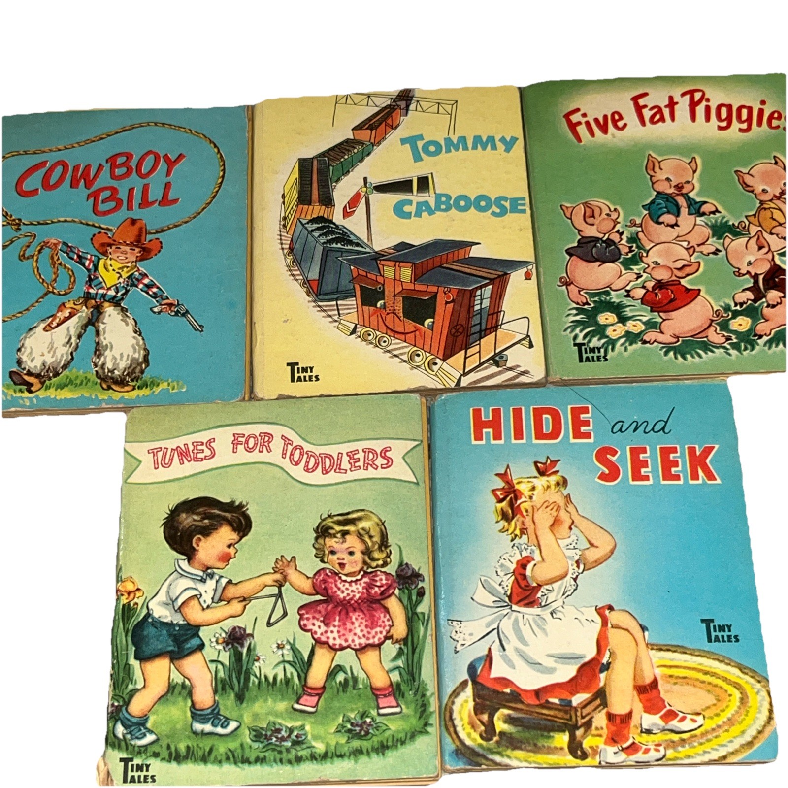 Whitman Publishing 1950s Tiny Tales Mini Books (5) Cowboy Bill, 5 Fat Piggies…