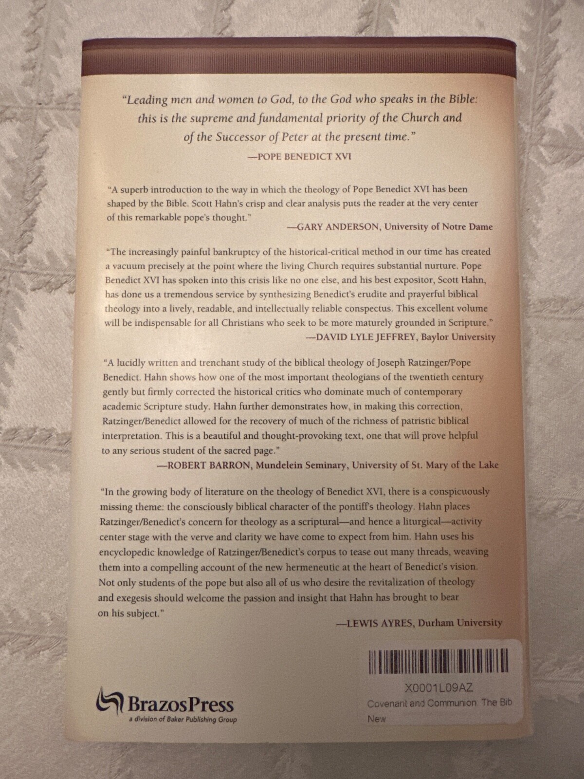 Covenant and Communion The Biblical Theology of Pope Benedict XVI Scott Hahn