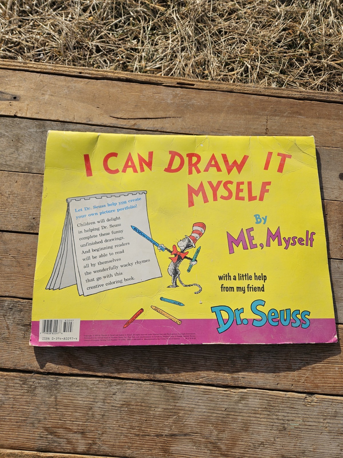 1970 Dr. Seuss — I Can Draw It Myself Book — 16 x 12″- All Pages Are Clean But 1