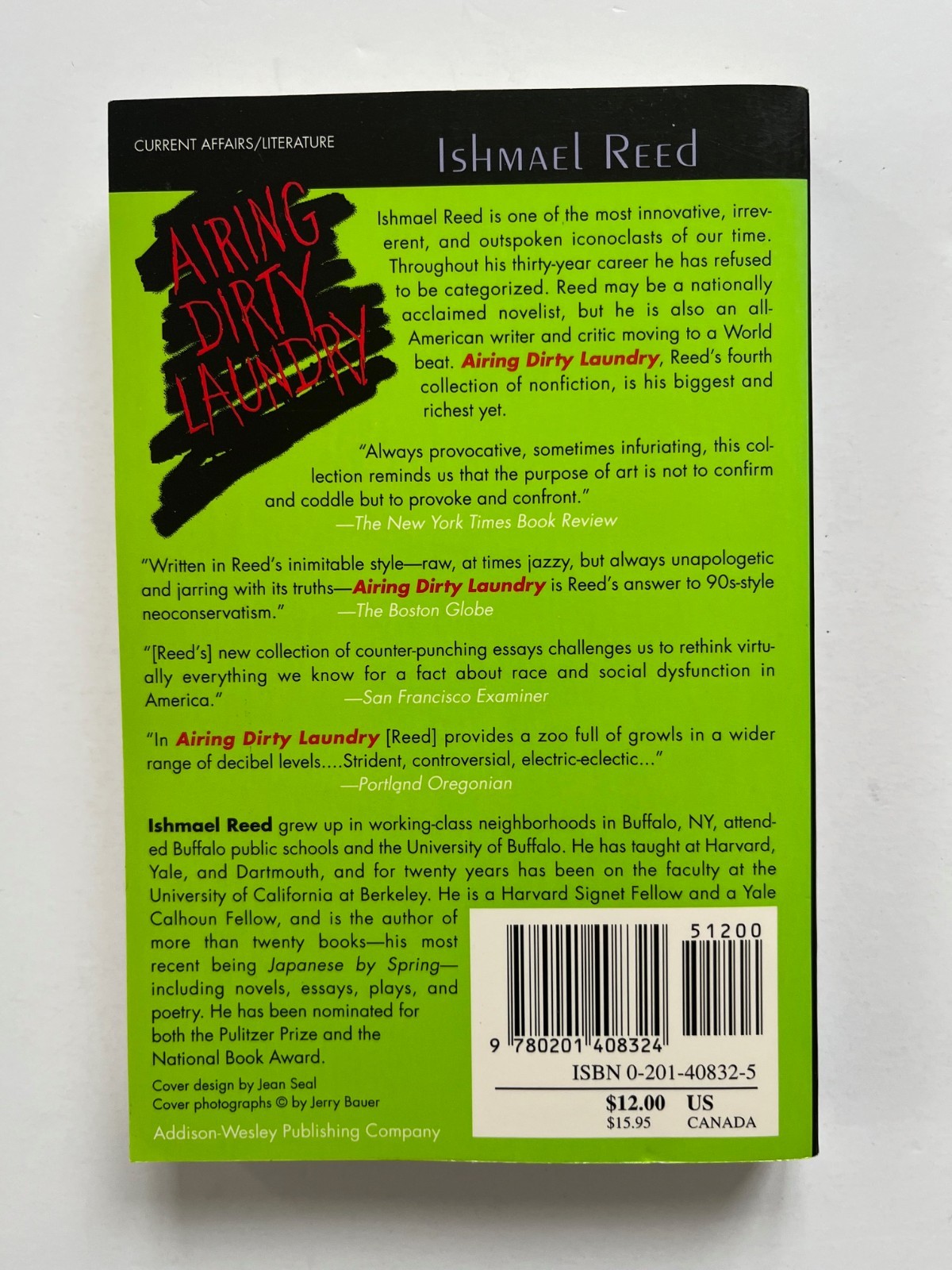 Ishmael REED / AIRING DIRTY LAUNDRY, 1st, SIGNED paperback African American