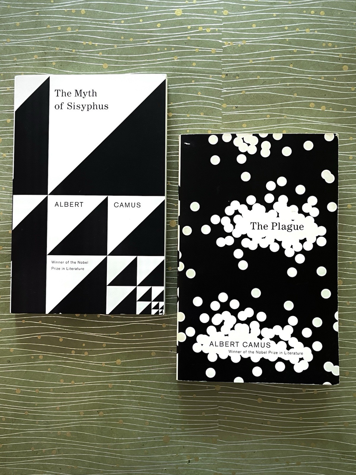 THE MYTH OF SISYPHUS / THE PLAGUE ~ ALBERT CAMUS Vintage Intl. Edition PB Lot