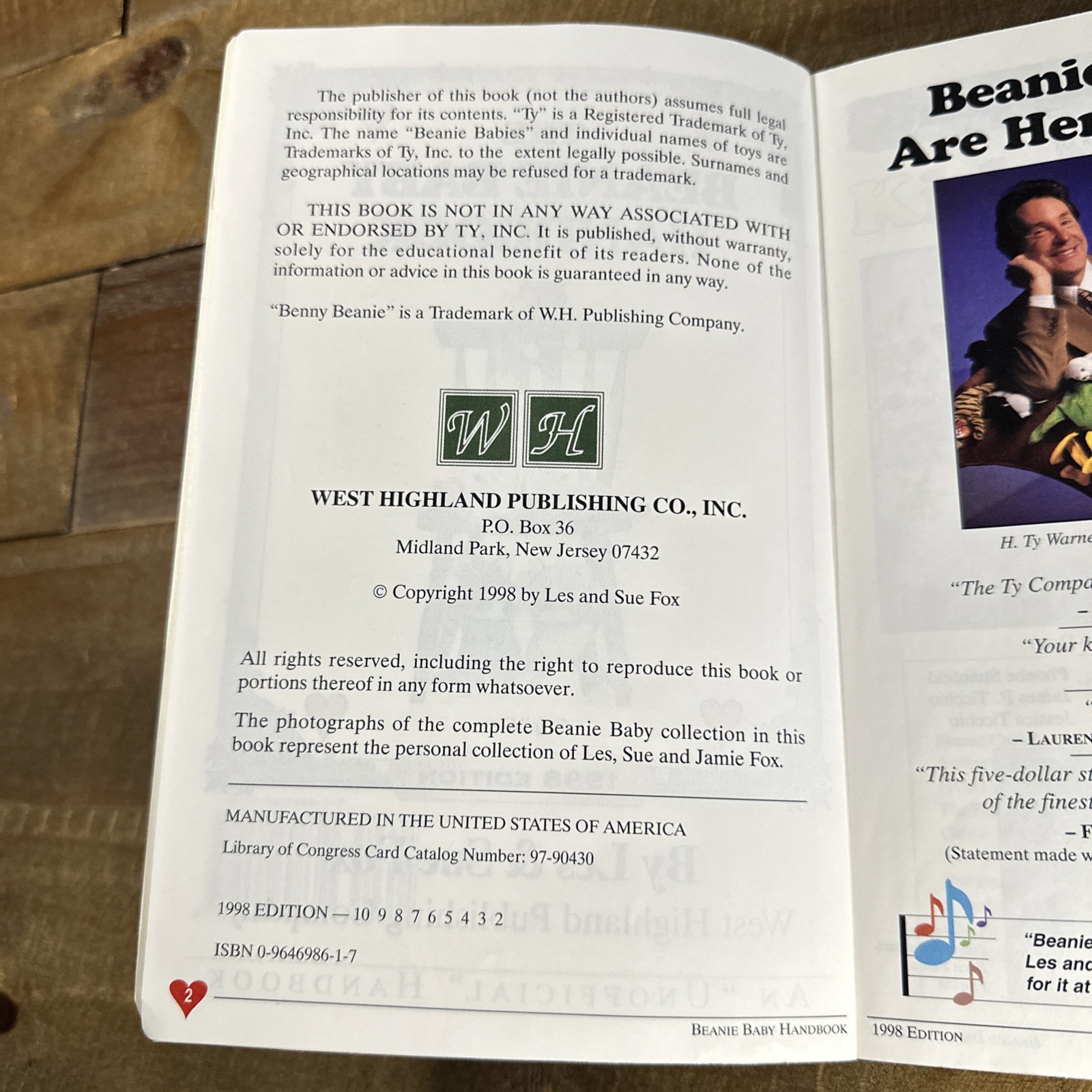 The Beanie Baby Handbook: 1998 Edition, By Les & Sue Fox