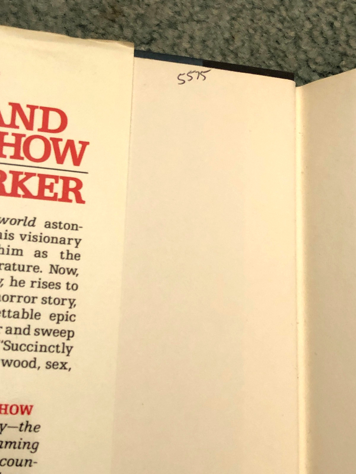 Clive Barker books, The Great and Secet Show & Cabal (2nd printing), hardcovers