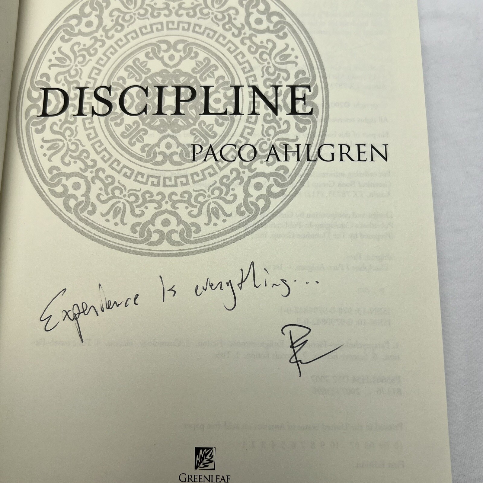 Discipline Paco Ahlgren 2007 First Edition Hardcover Signed