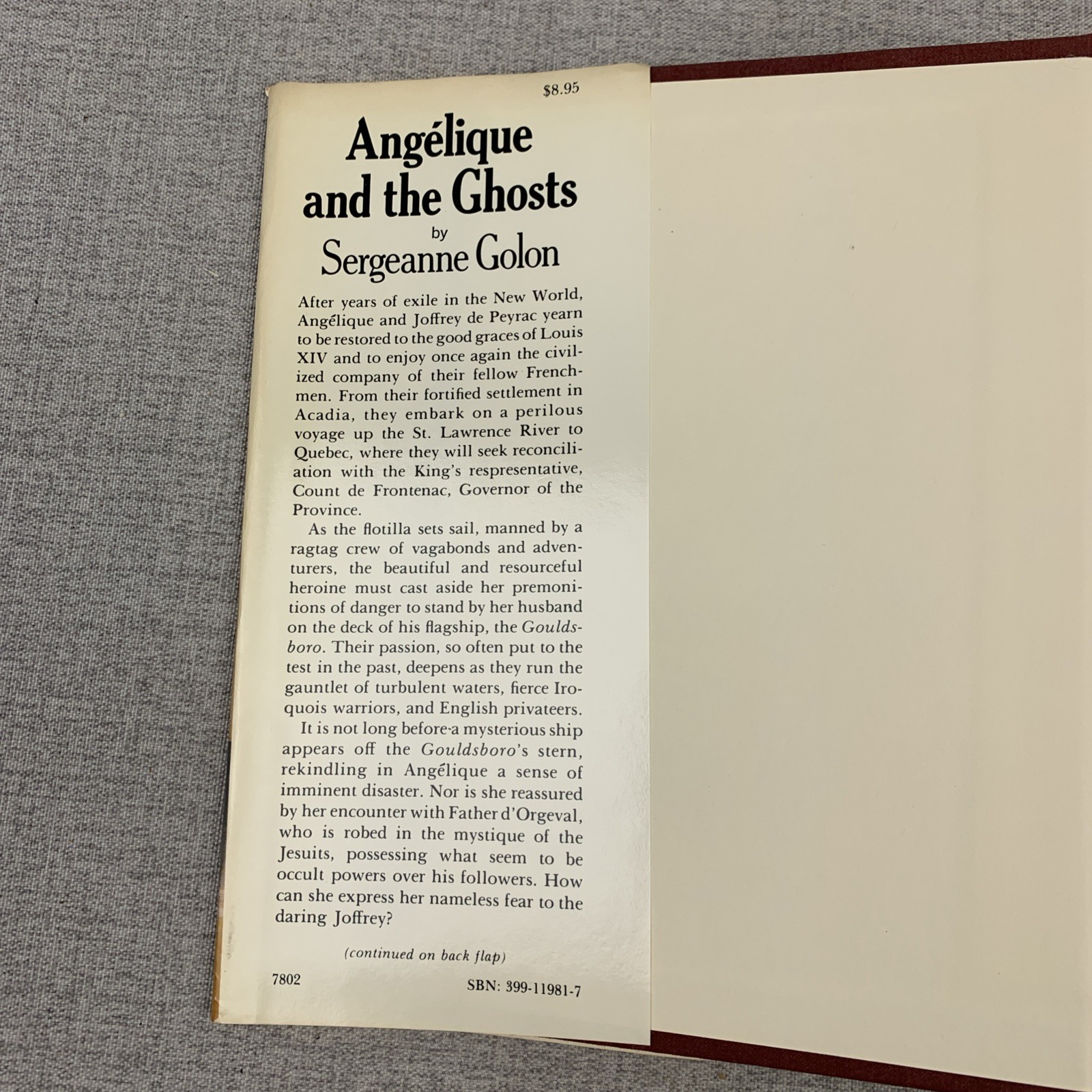 Angelique and the Ghosts Sergeanne Golon 1978 1st edition Hardcover Dust Jacket