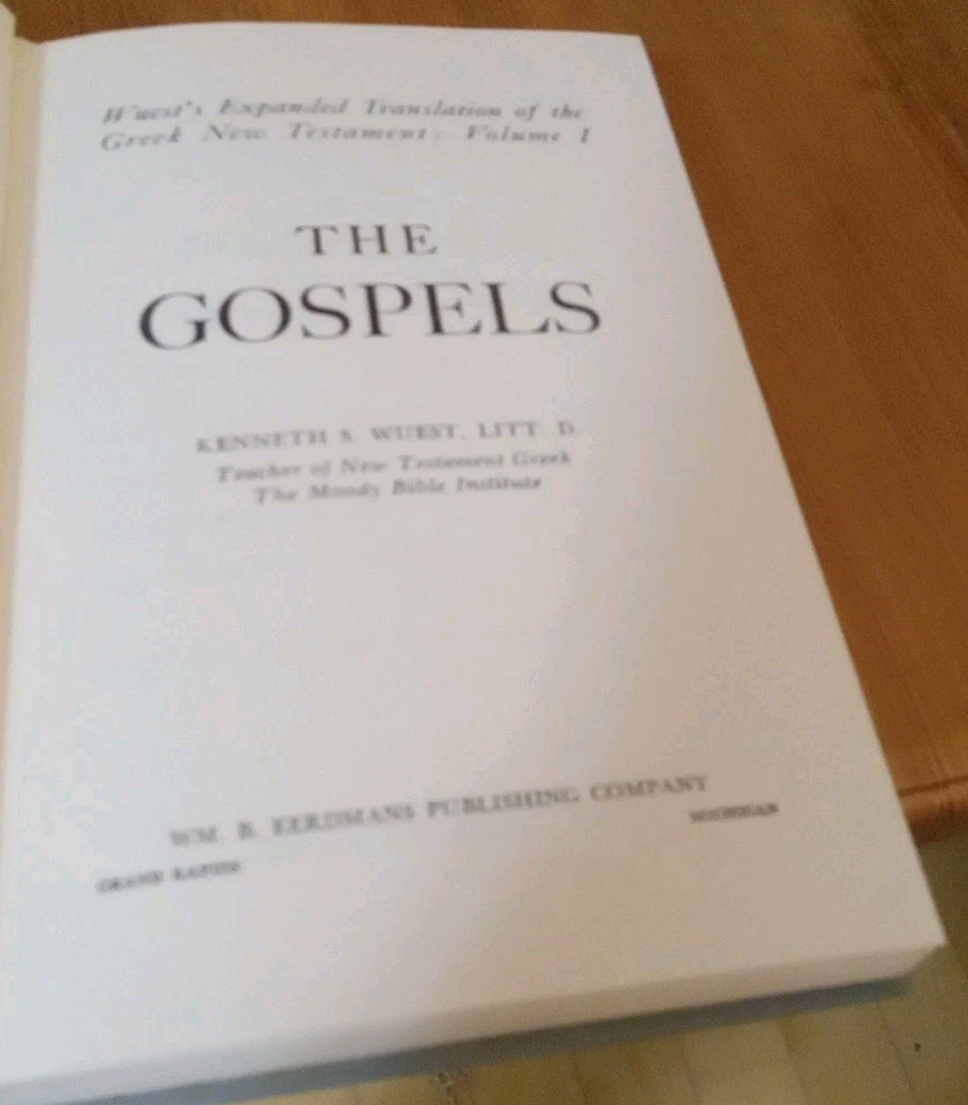The Gospels By Kenneth S. Wuest Volume 1 (1956 HC UNMARKED PAGES) FREE US SHIP