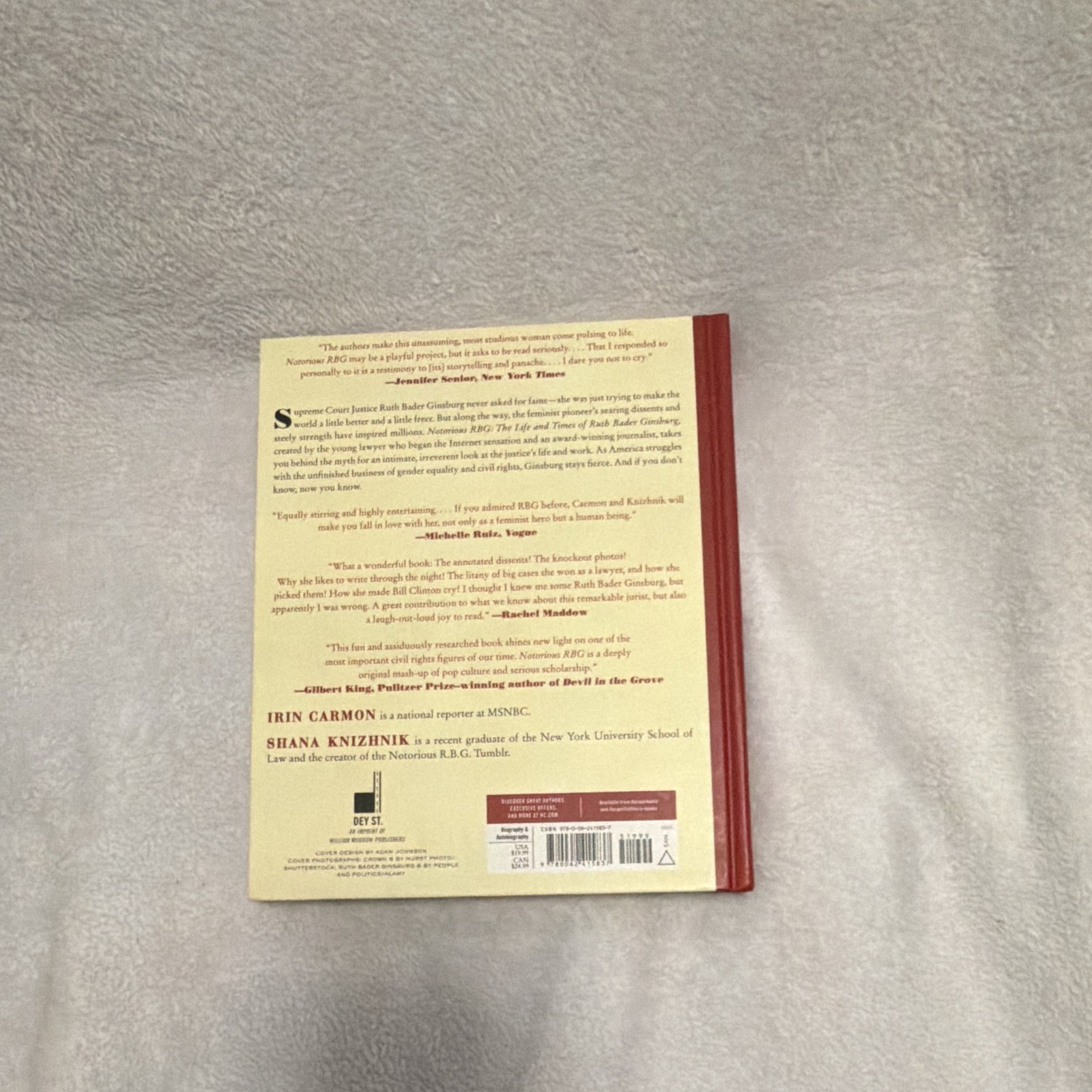 Notorious RBG: Ruth Bader Ginsburg Biography Hardcover Irin Carmon Dey St.