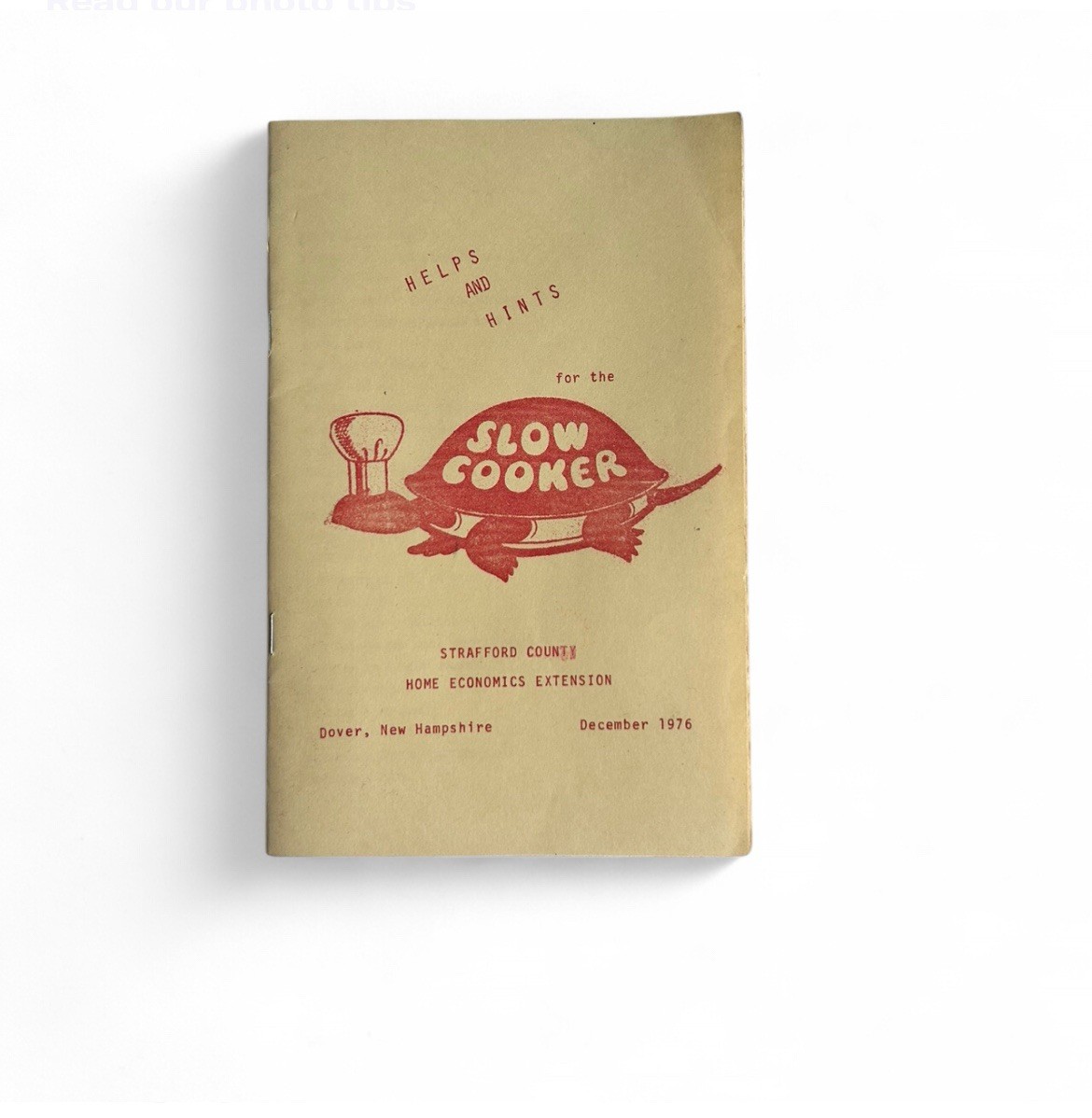Vintage Slow Cooker Cookbook Pamphlet 1976 Strafford County Extension Turtle