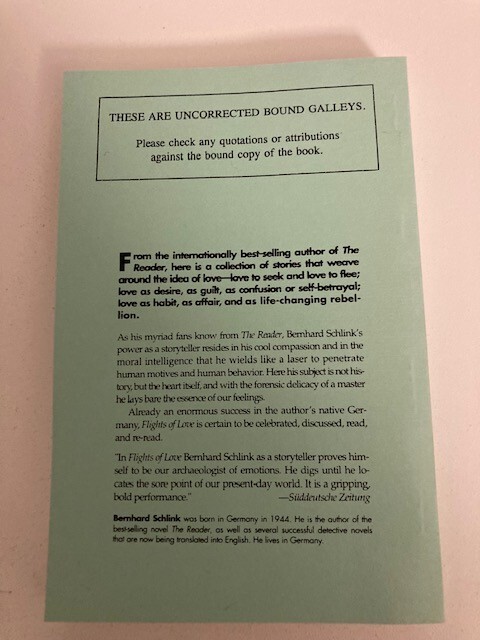 Flights of Love by Bernhard Schlink (2001) Advance Uncorrected Galleys (ARC)