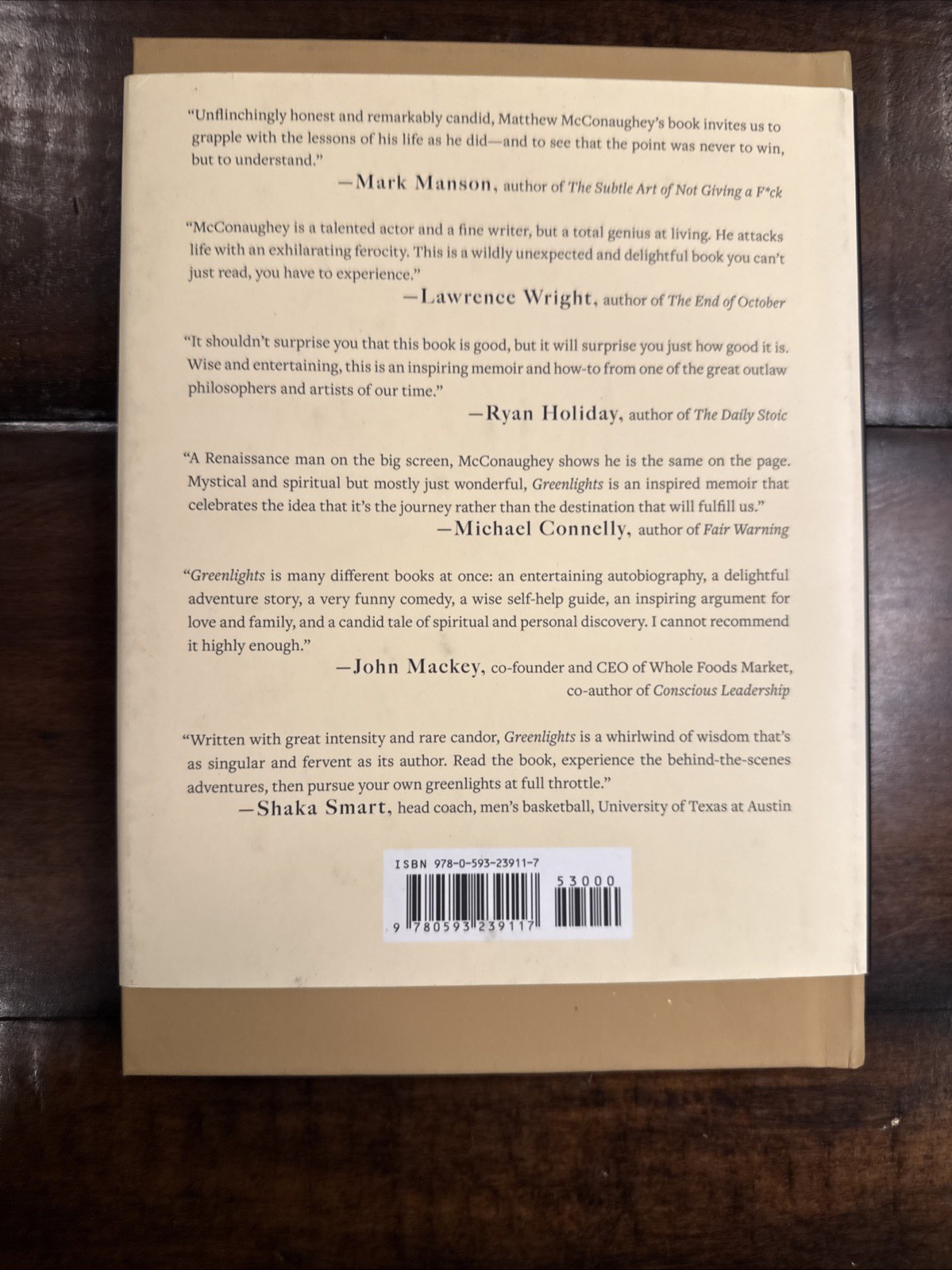 SIGNED Greenlights By Matthew Mcconaughey Hardcover