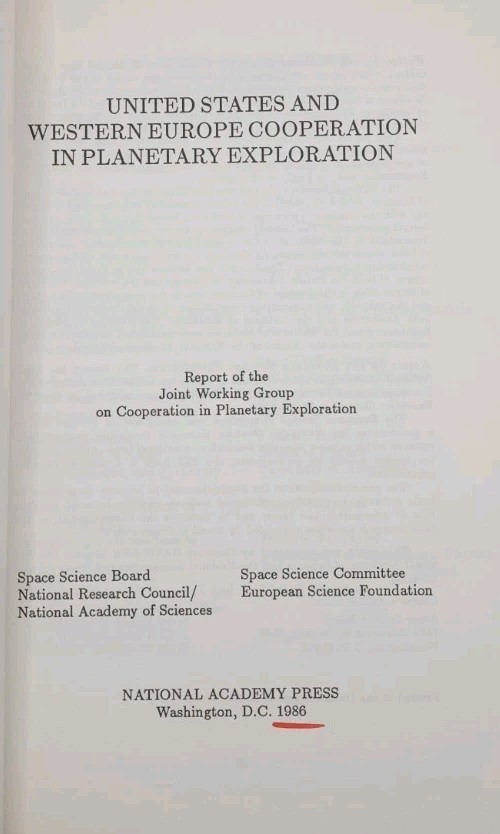 United States Western Europe Cooperation in Planetary Exploration 1986 NASA