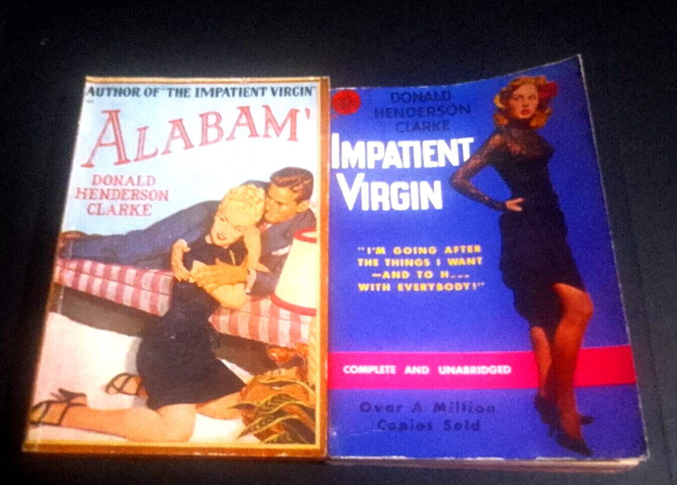 Donald Henderson Clarke lot ALABAM (1947) IMPATIENT VIRGIN (1951) two paperbacks