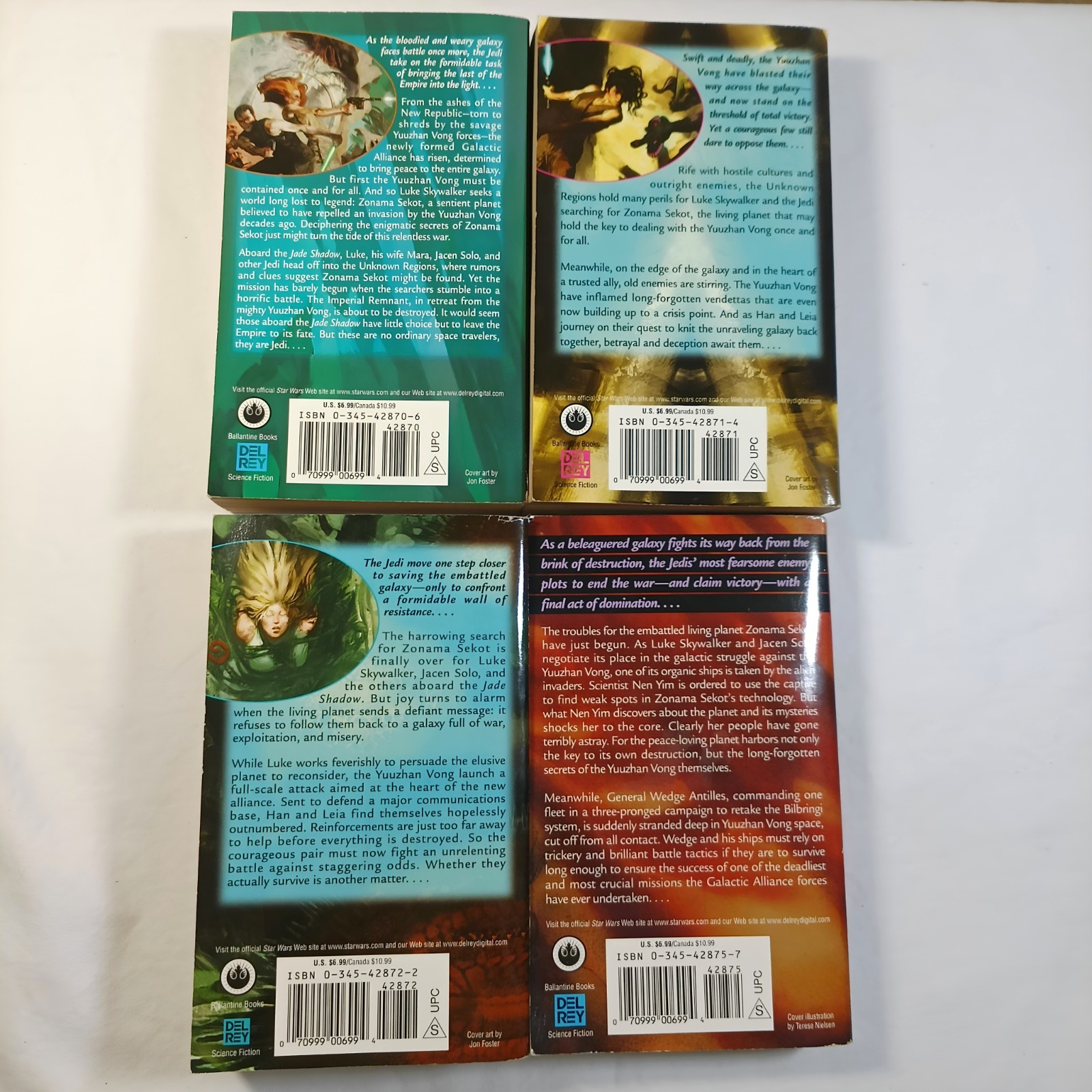 Lot of 9 Star Wars: The New Jedi Order Books; Paperback; Lucas Arts; Del Rey