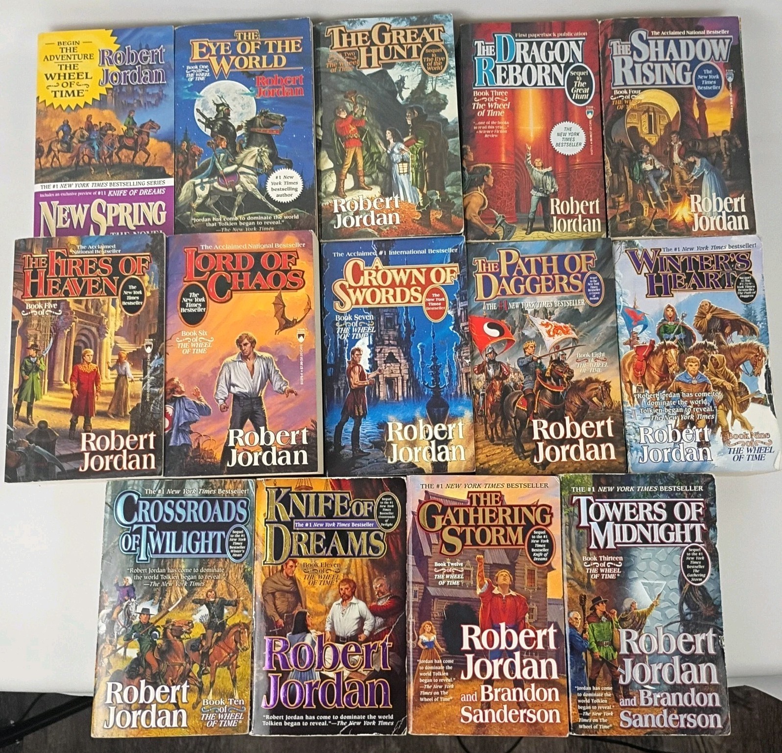 Wheel of Time MM Paperback set, 1-13 + New Spring 14 Total Books, Robert Jordan