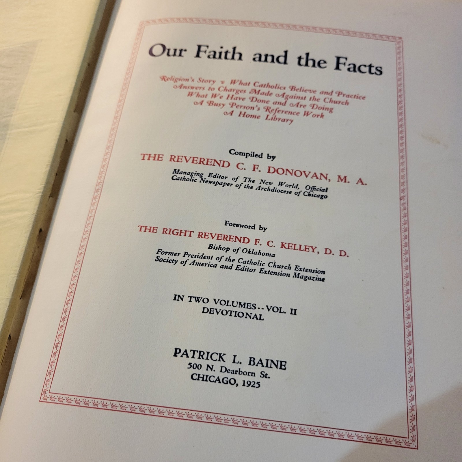 Antique Our Faith and the Facts by CF Donovan MA Leatherbound Hardcover Vol. 1 2