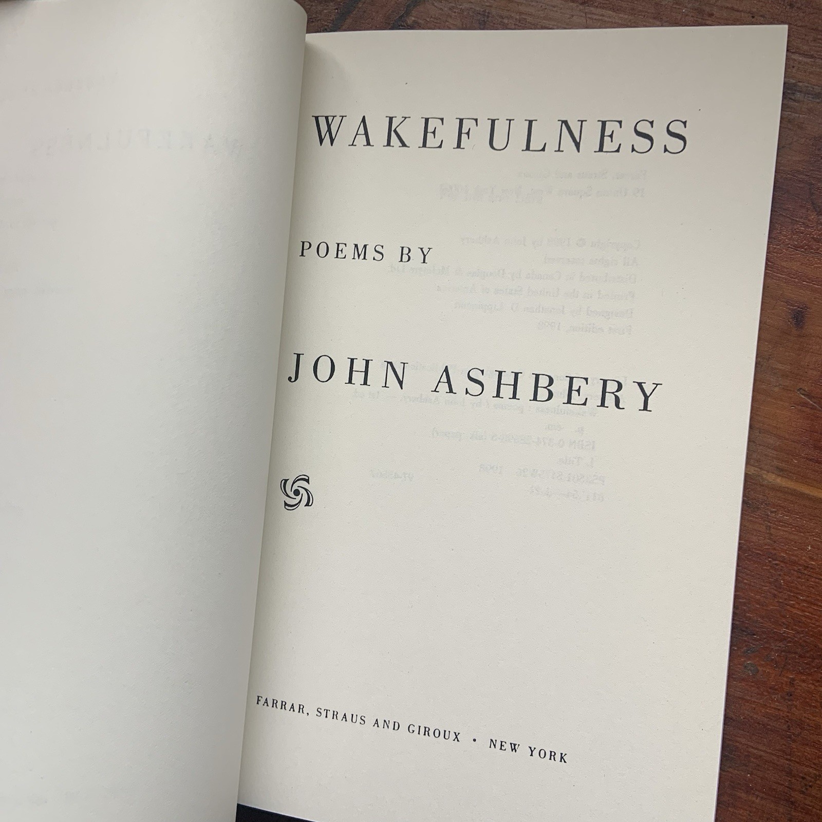 Wakefulness poems by John Ashbery UNCORRECTED PROOF Poetry Book Farrar Straus Gi