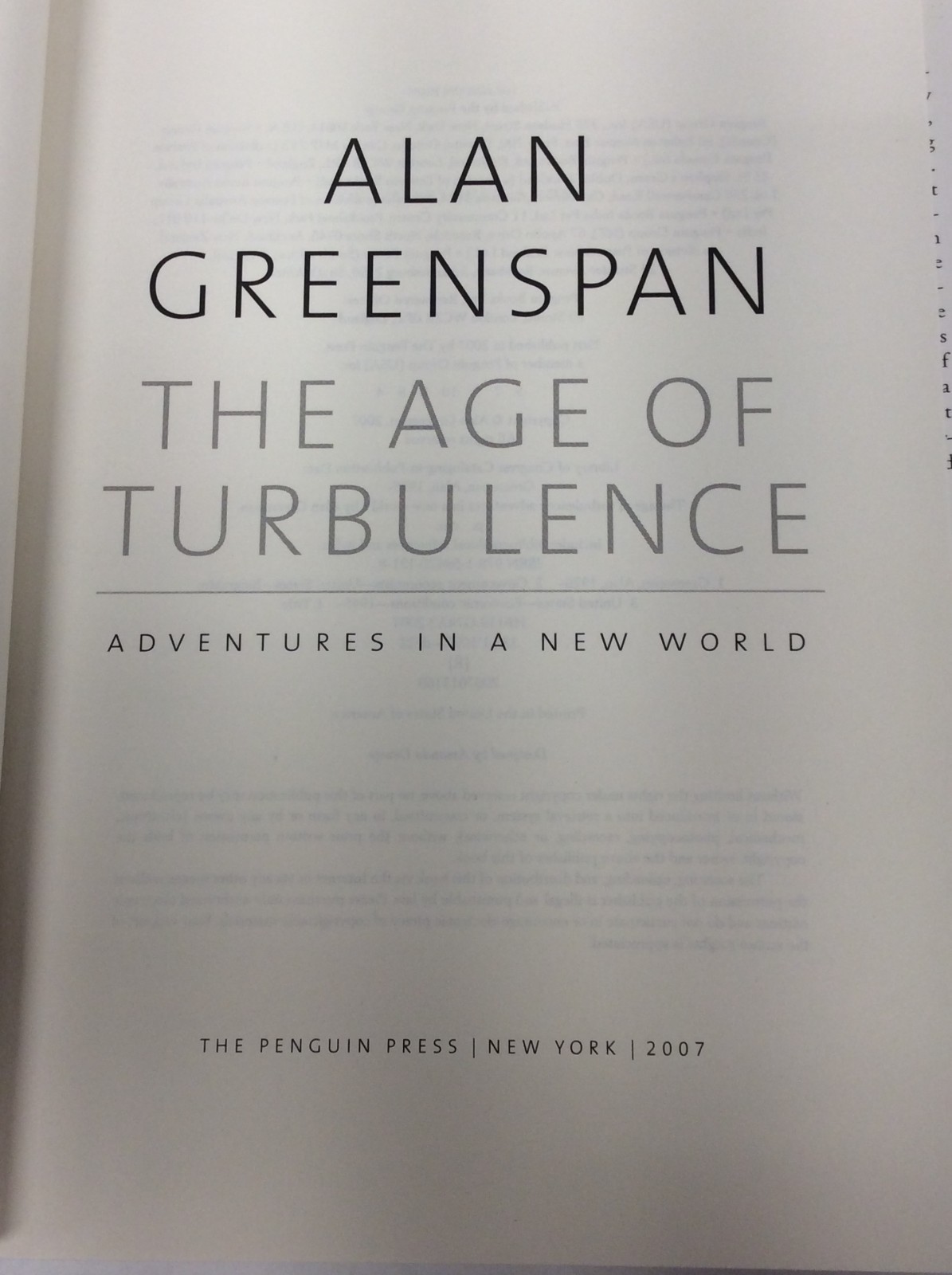 THE AGE OF TURBULENCE Alan Greenspan Signed HC 2007