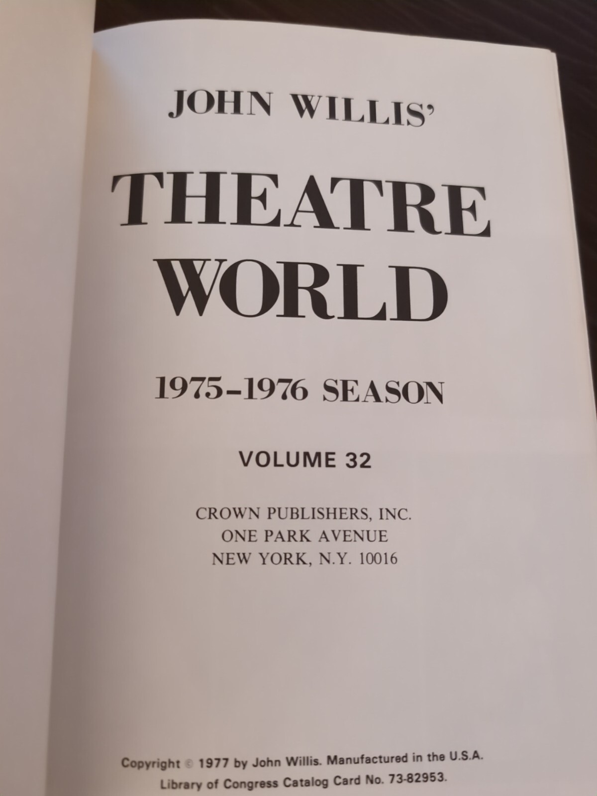 Theatre World 1975-76 – Vol 32 – John Willis – Hardcover
