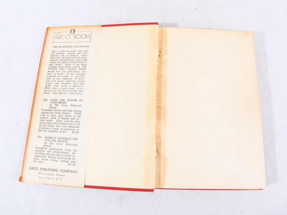 The Watch and Clock Book (Repair Manual) by Arco, 1948 HC, G+