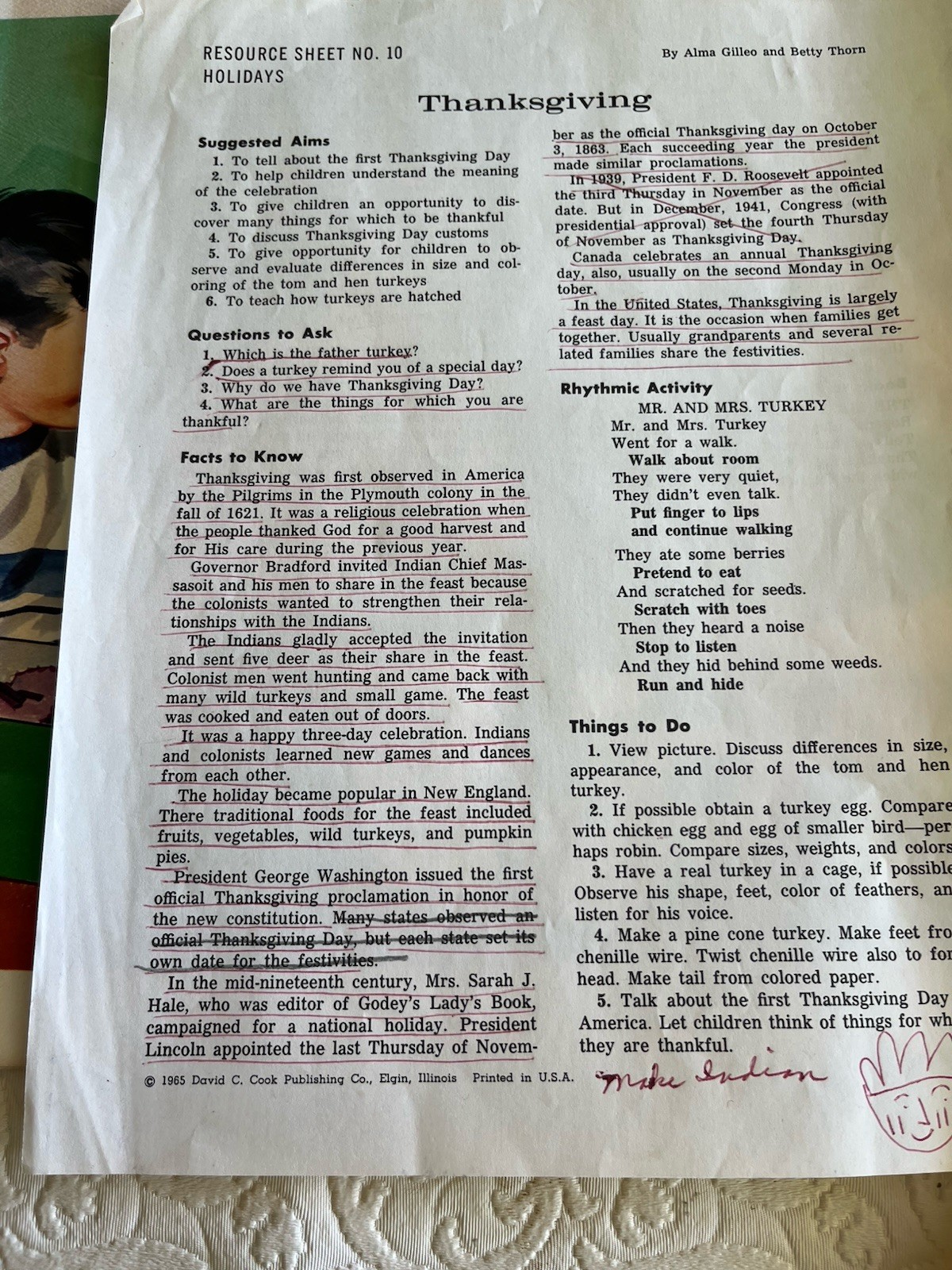 1965 David C Cook Publishing Instructions 7 Holiday Posters Educational ￼