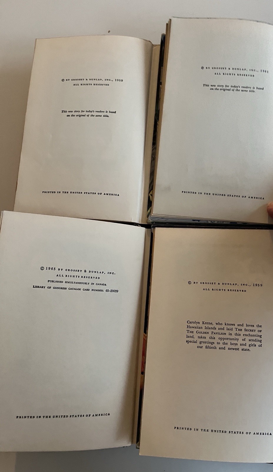 Nancy Drew hardback Lot Of 4 Vintage Books (#’s 1,4,5,36) Hardback Carolyn Keene
