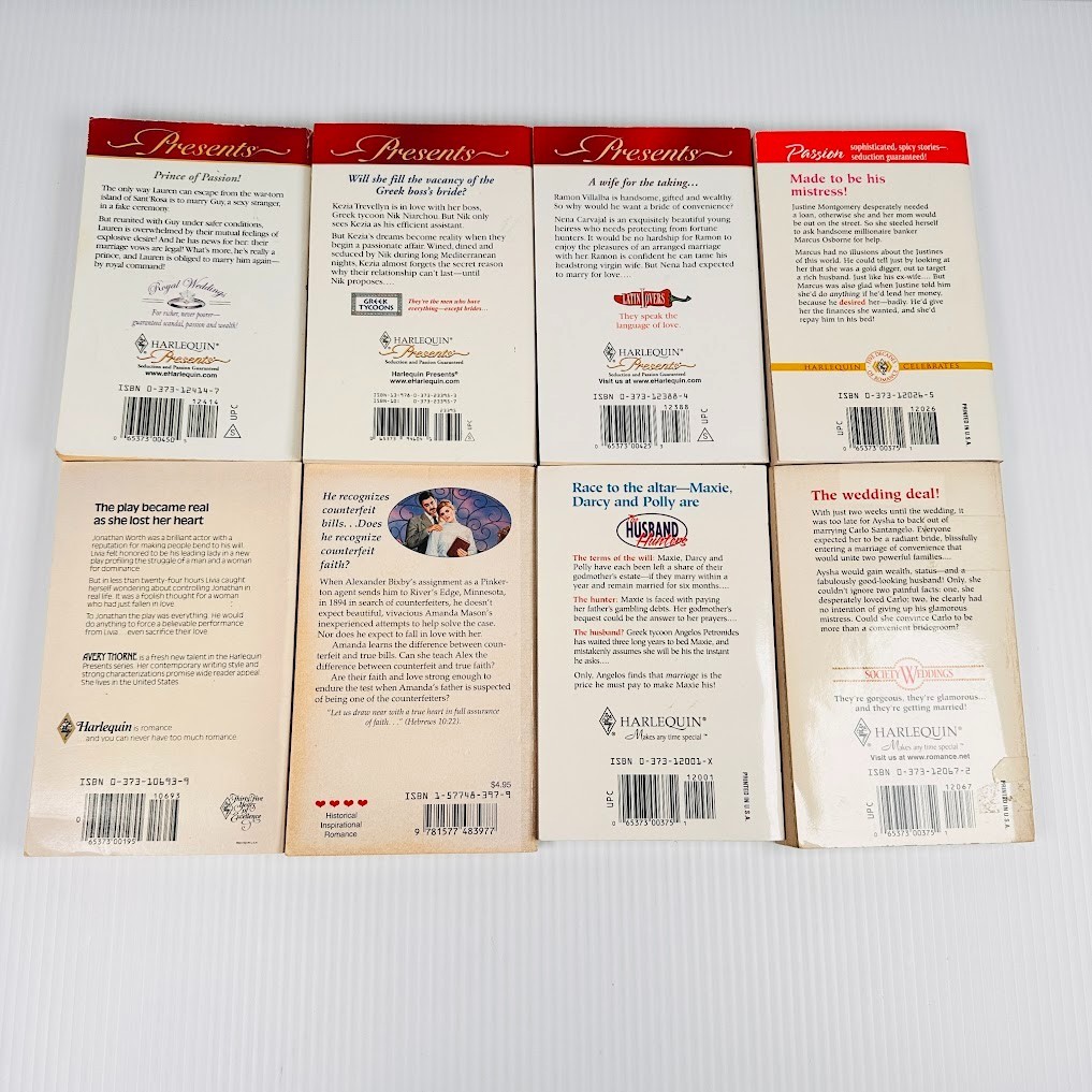 8x Harlequin Presents Romance Paperback Novels/Books – Multiple Titles/Authors