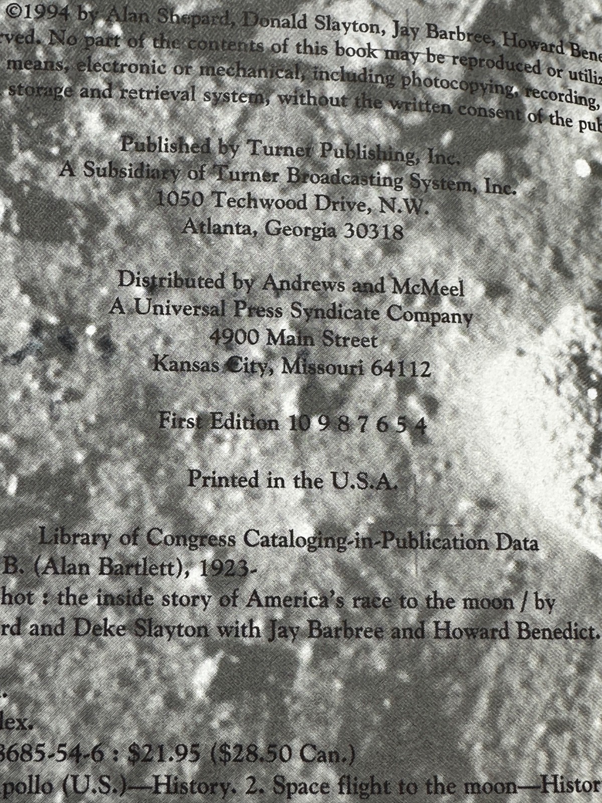 MOON SHOT – FIRST EDITION SIGNED BY ASTRONAUT ALAN SHEPARD 1994