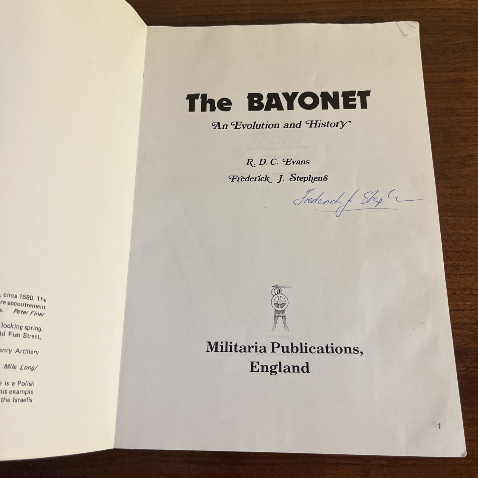 The Bayonet An Evolution & History by R.D.C. Evans & Frederick Stephens SIGNED