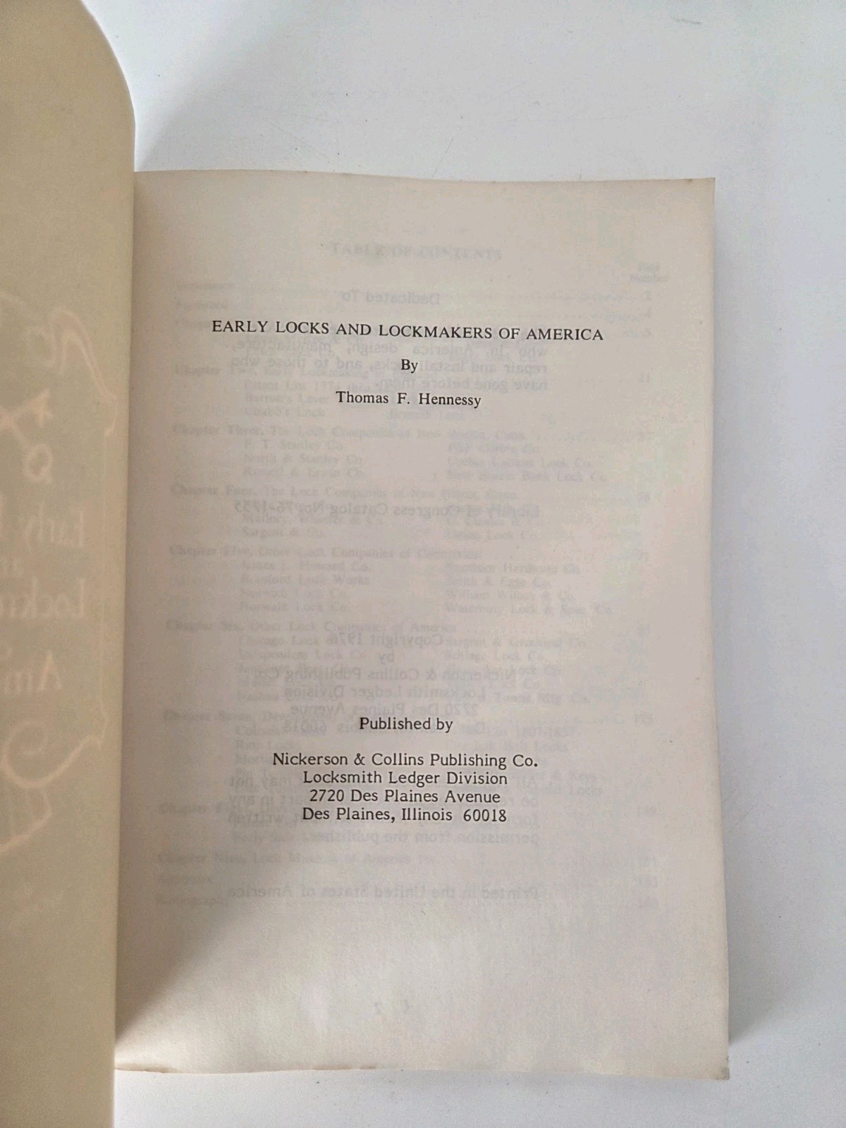 Early Locks and Lockmakers of America By Thomas F. Hennessy Revised 2nd Edition