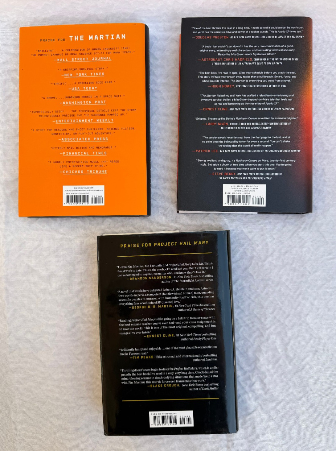 Set of Andy Weir HCs – 1st/1st Martian 1st/1st Artemis 1st/1st Project Hail Mary